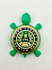 Old Milwaukee Red Lager- Bottle Cap Magnet Turtle Shell Shocked Art