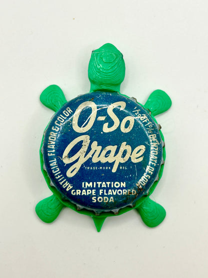 O-So Grape Soda - Bottle Cap Magnet Turtle Shell Shocked Art