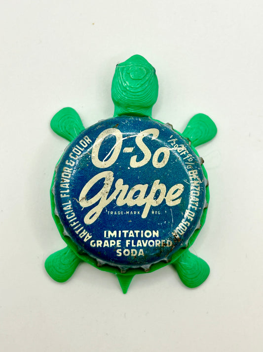 O-So Grape Soda - Bottle Cap Magnet Turtle Shell Shocked Art
