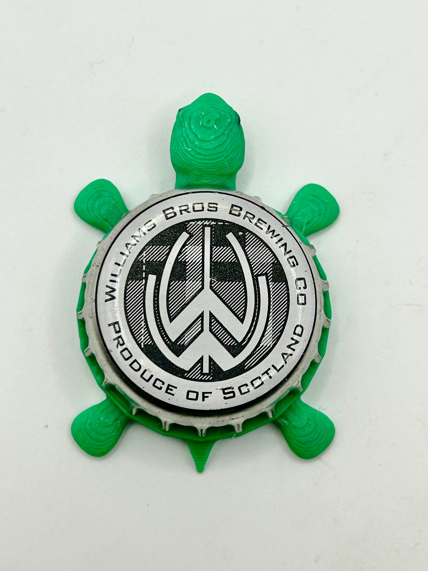 Williams Bros Brewing (White) - Bottle Cap Magnet Turtle Shell Shocked Art