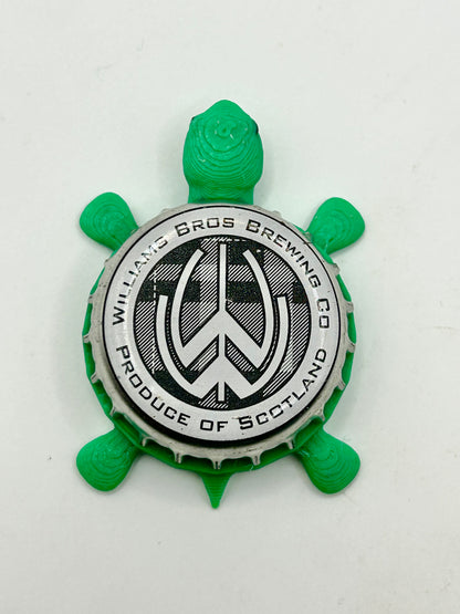 Williams Bros Brewing (White) - Bottle Cap Magnet Turtle Shell Shocked Art