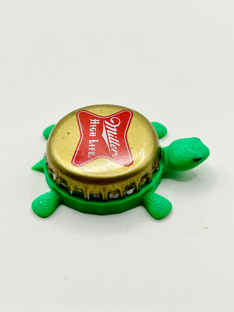 Miller High Life (Red & White) - Bottle Cap Magnet Turtle Shell Shocked Art