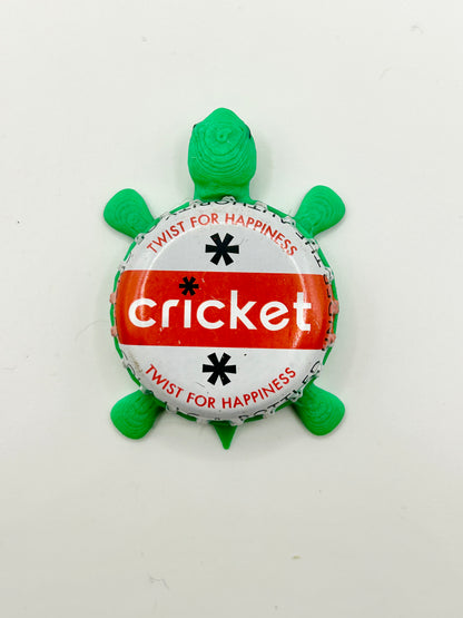 Cricket Cola - Bottle Cap Magnet Turtle Shell Shocked Art