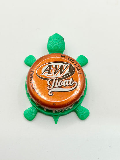 A&W Root Beer Float - Bottle Cap Magnet Turtle Shell Shocked Art
