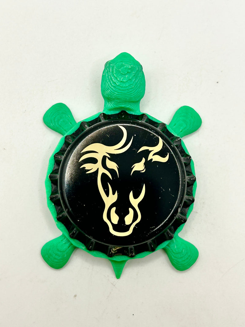 Evil Horse Brewing - Bottle Cap Magnet Turtle Shell Shocked Art