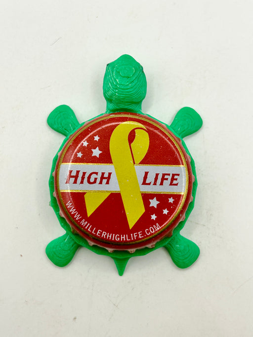Miller High Life (Yellow Ribbon) - Bottle Cap Magnet Turtle Shell Shocked Art
