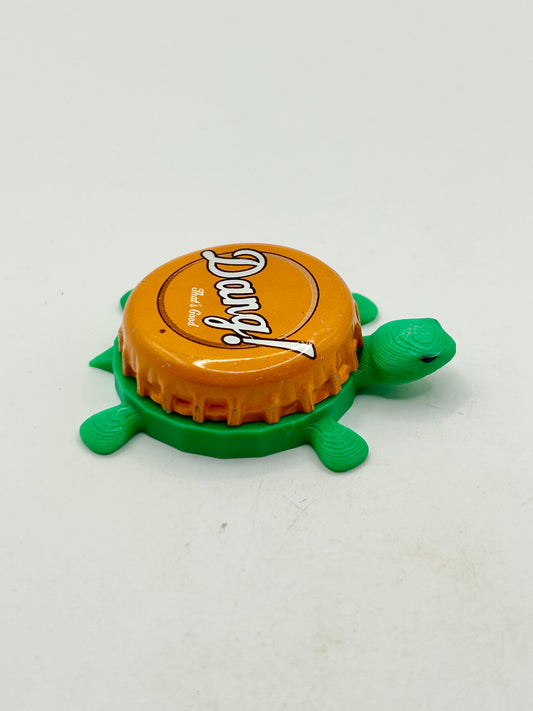Dang! Root Beer (Orange) - Bottle Cap Magnet Turtle Shell Shocked Art