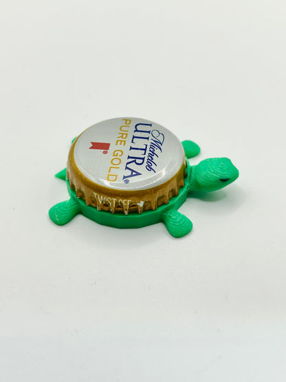 Michelob Ultra Pure Gold - Bottle Cap Magnet Turtle Shell Shocked Art
