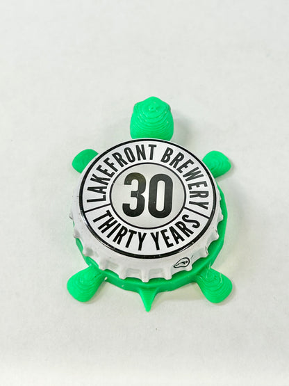 Lakefront Brewery (30 Year Anniversary) - Bottle Cap Magnet Turtle Shell Shocked Art