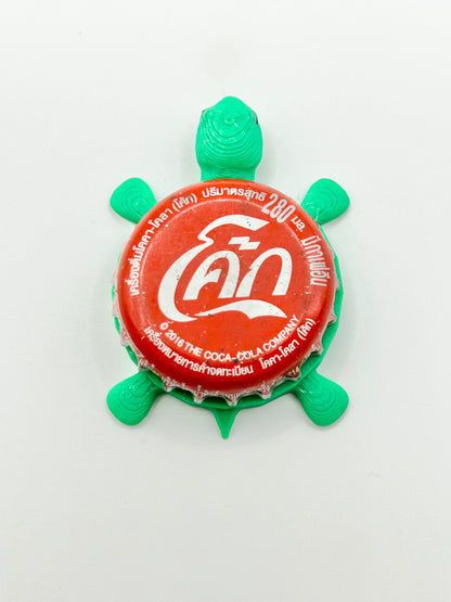 Coca Cola Thailand International (Red) - Bottle Cap Magnet Turtle Shell Shocked Art