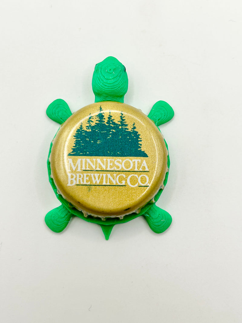Minnesota Brewing - Bottle Cap Magnet Turtle Shell Shocked Art