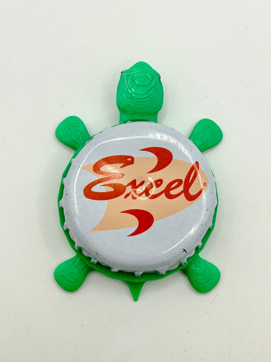 Excel Soda - Bottle Cap Magnet Turtle Shell Shocked Art