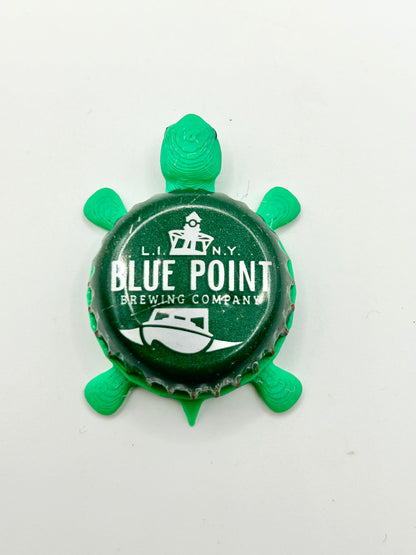 Blue Point Brewing (Vintage - Green) - Bottle Cap Magnet Turtle Shell Shocked Art