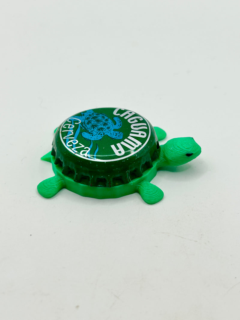 Caguama Cerveza - Bottle Cap Magnet Turtle Shell Shocked Art
