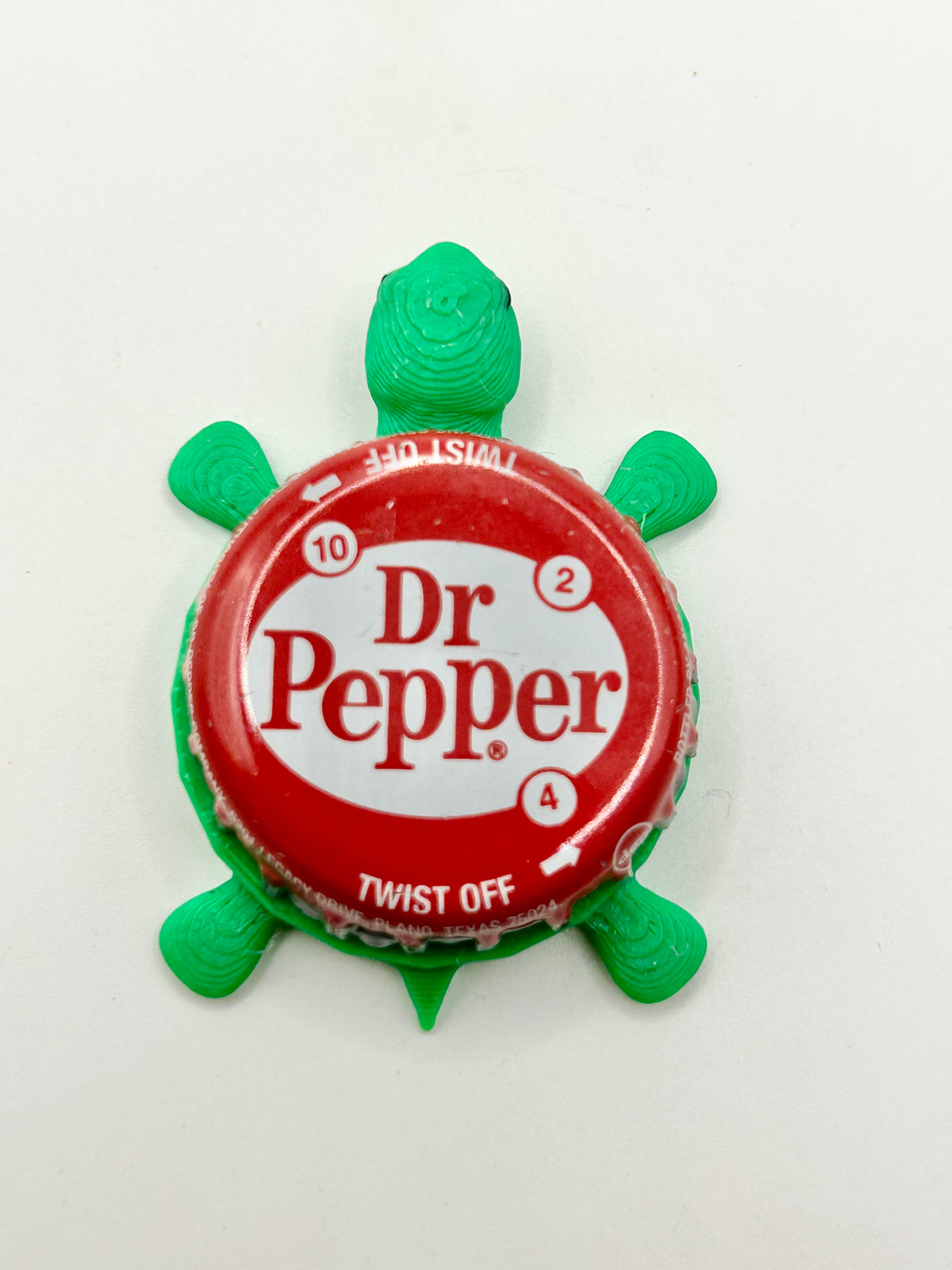 Dr Pepper Soda (Red) - Bottle Cap Magnet Turtle — Shell Shocked Art