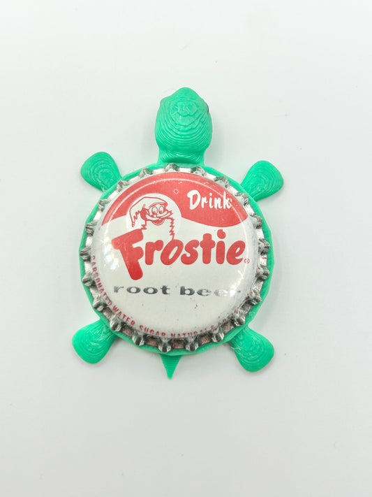 Frostie Root Beer Soda (Vintage) - Bottle Cap Magnet Turtle