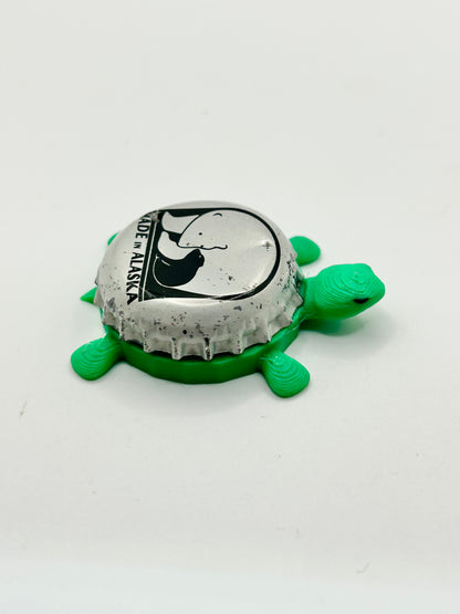 Alaskan Brewing (White) - Bottle Cap Magnet Turtle Shell Shocked Art