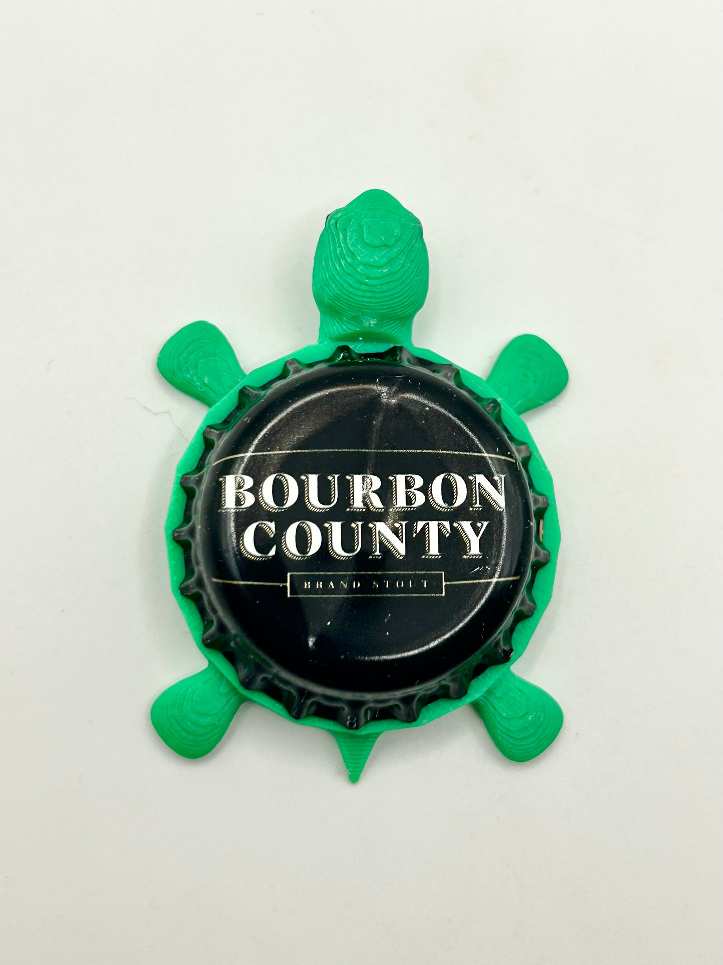 Bourbon County (White Text) - Bottle Cap Magnet Turtle