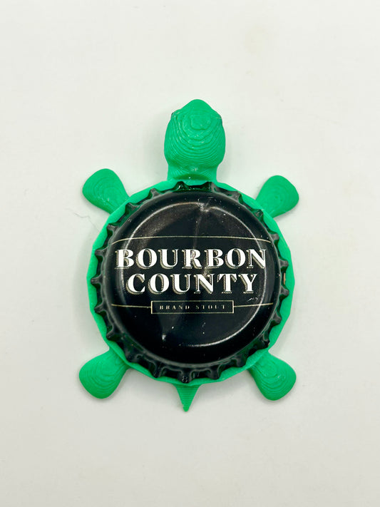 Bourbon County (White Text) - Bottle Cap Magnet Turtle