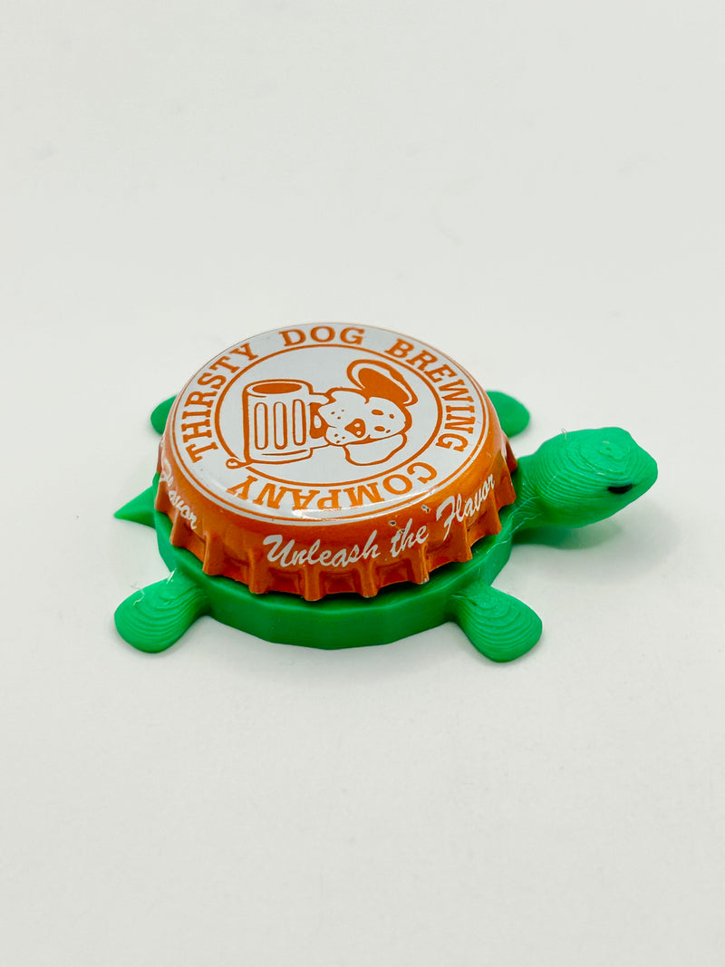 Thirsty Dog Brewing Co. (Orange) - Bottle Cap Magnet Turtle Shell Shocked Art