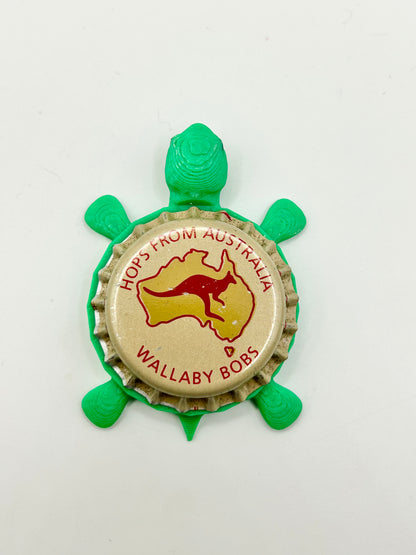 Wallaby Bobs, Hops from Australia - Bottle Cap Magnet Turtle Shell Shocked Art