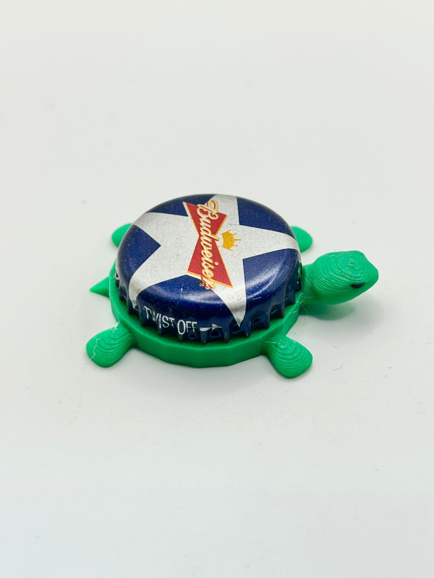Budweiser Patriotic (Blue and White Star) - Bottle Cap Magnet Turtle