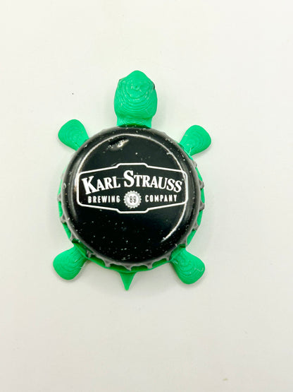 Karl Strauss Brewing (Black) - Bottle Cap Magnet Turtle Shell Shocked Art