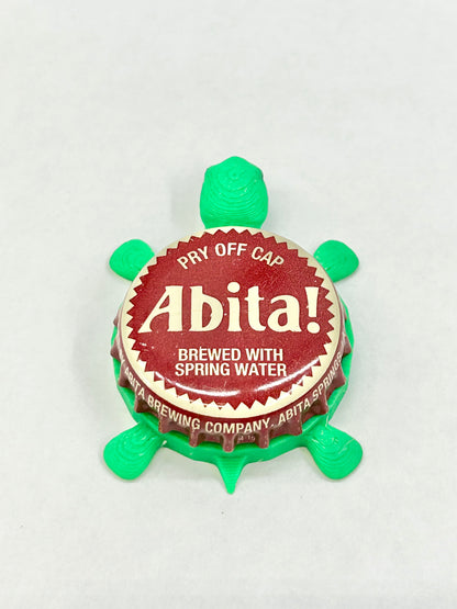 Abita Beer (Dark Red Cap) - Bottle Cap Magnet Turtle Shell Shocked Art