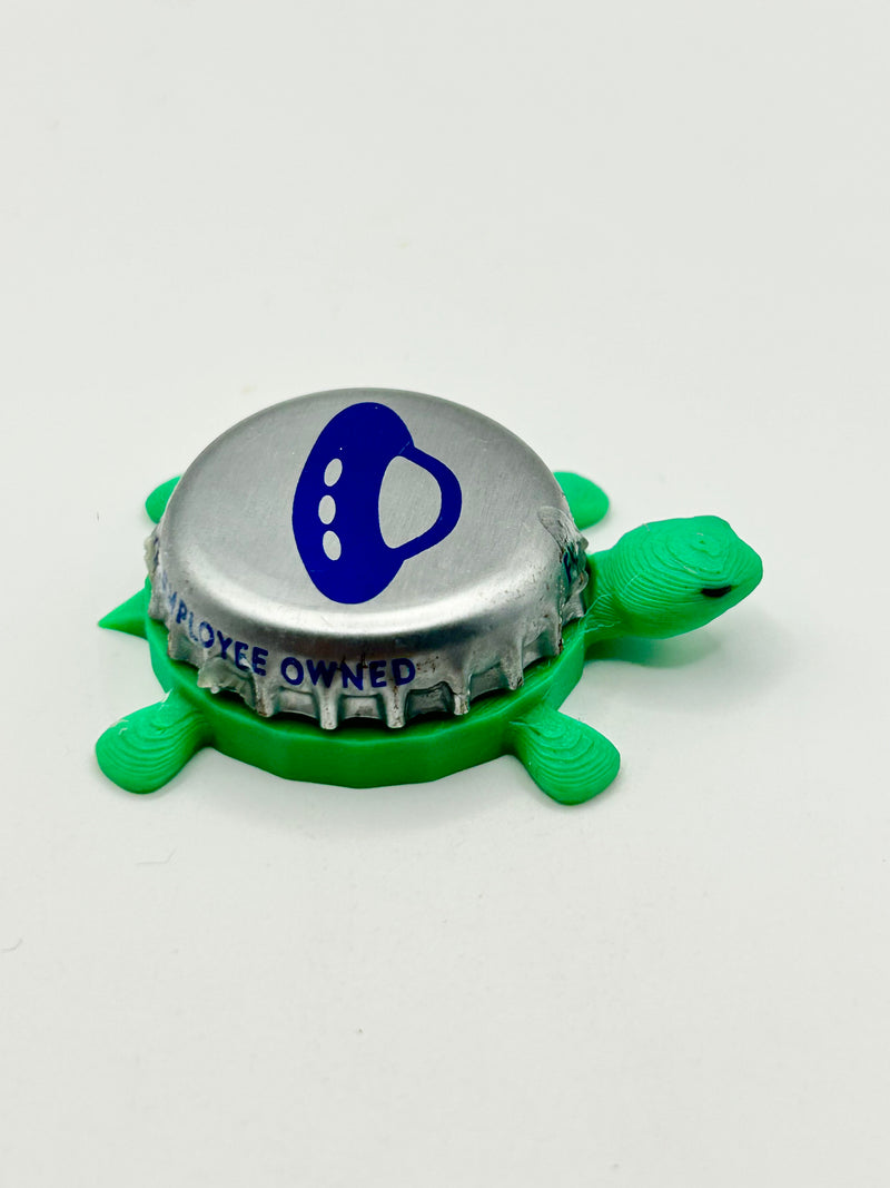 UFO White Beer - Bottle Cap Magnet Turtle Shell Shocked Art