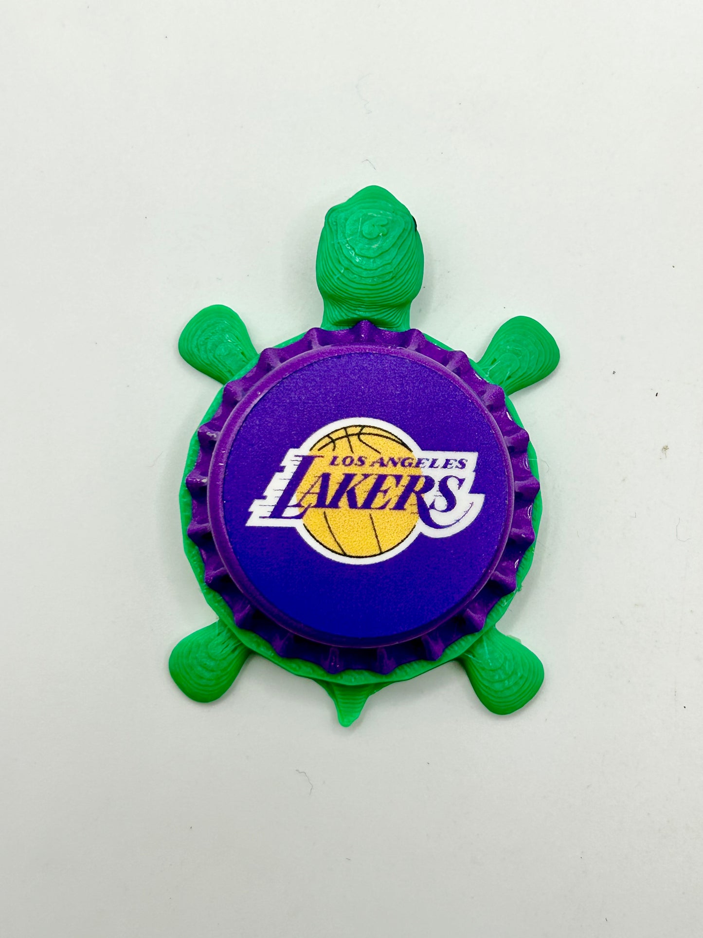 Los Angeles Lakers - Bottle Cap Magnet Turtle Shell Shocked Art