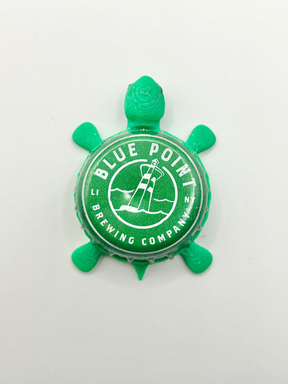 Blue Point Brewing Co (Green) - Bottle Cap Magnet Turtle Shell Shocked Art