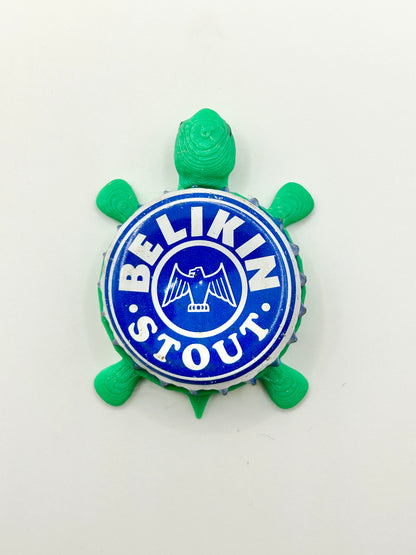Belikin Stout - Bottle Cap Magnet Turtle Shell Shocked Art