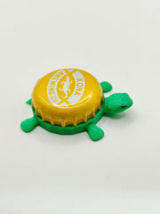 Kona Brewing (Yellow and White) - Bottle Cap Magnet Turtle Shell Shocked Art