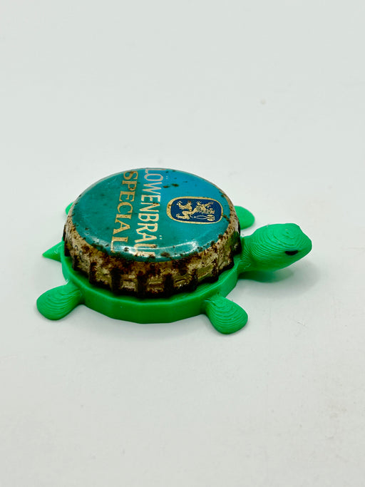 Lowenbrau Special - Bottle Cap Magnet Turtle Shell Shocked Art