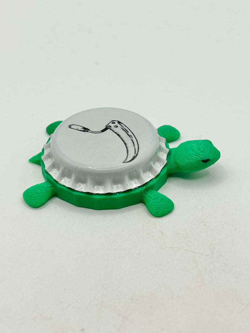 Burial Brewing - Bottle Cap Magnet Turtle Shell Shocked Art