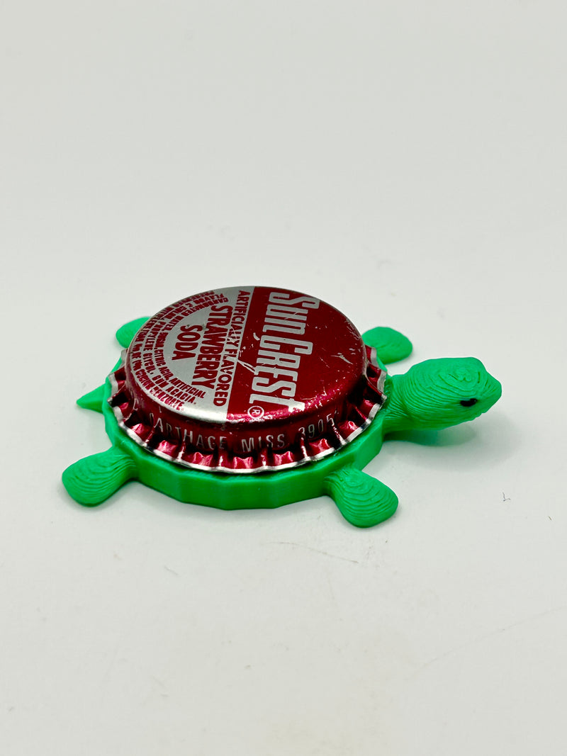 Sun Crest Strawberry Soda - Bottle Cap Magnet Turtle Shell Shocked Art