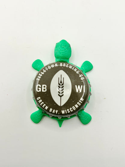 Titletown Brewing - Bottle Cap Magnet Turtle Shell Shocked Art