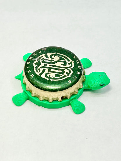Source Perrier Water - Bottle Cap Magnet Turtle Shell Shocked Art
