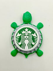 Starbucks Coffee - Bottle Cap Magnet Turtle Shell Shocked Art