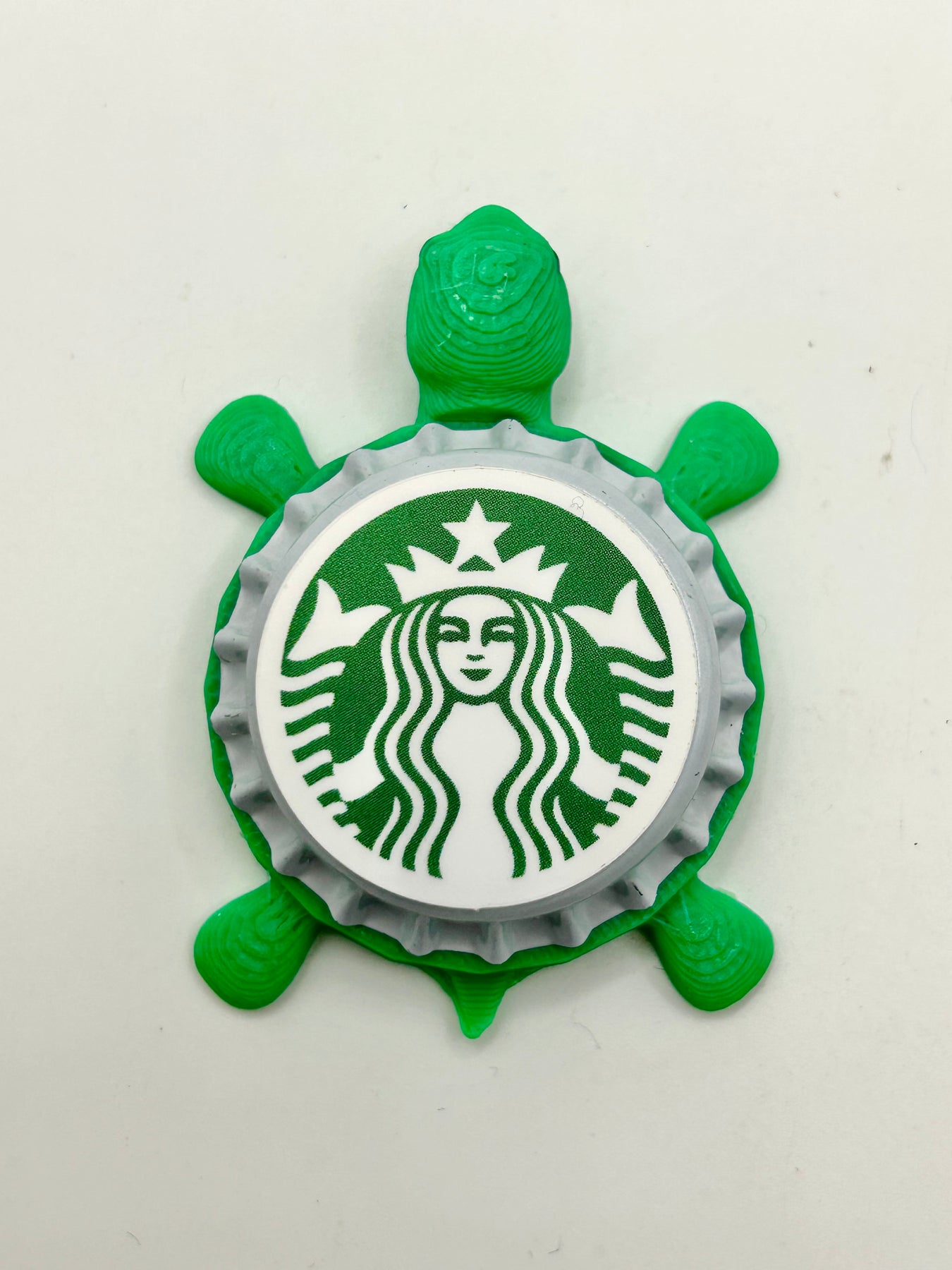 Starbucks Coffee - Bottle Cap Magnet Turtle Shell Shocked Art