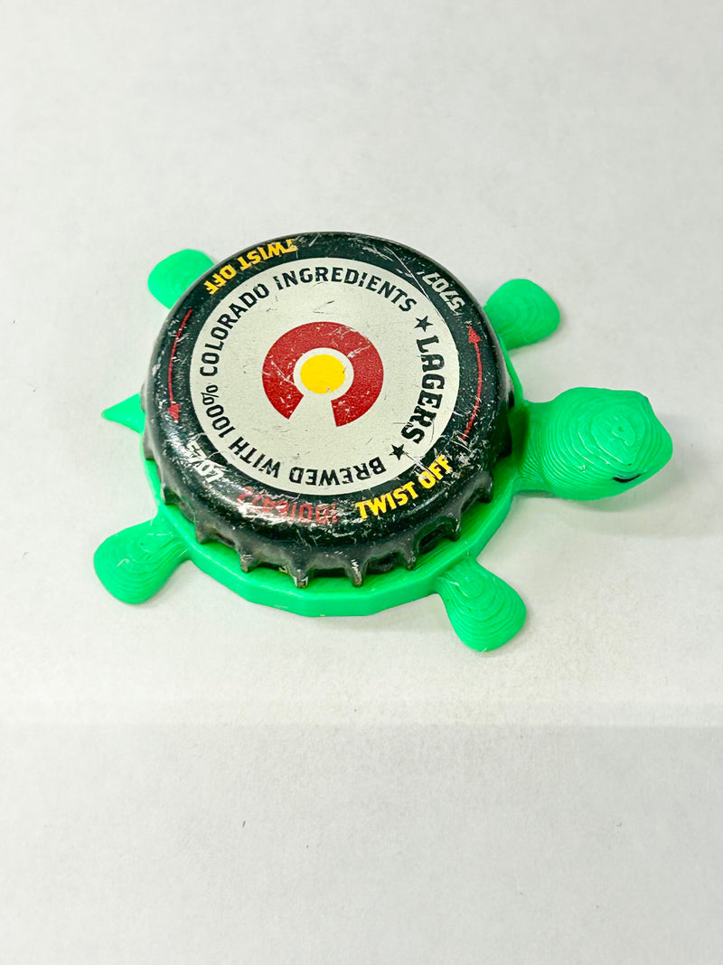 Colorado Lagers - Bottle Cap Magnet Turtle Shell Shocked Art