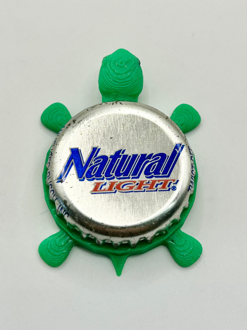 Natty Light (Silver) - Bottle Cap Magnet Turtle Shell Shocked Art