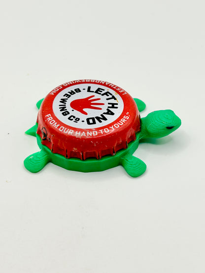 Left Hand Brewing (Red) - Bottle Cap Magnet Turtle Shell Shocked Art