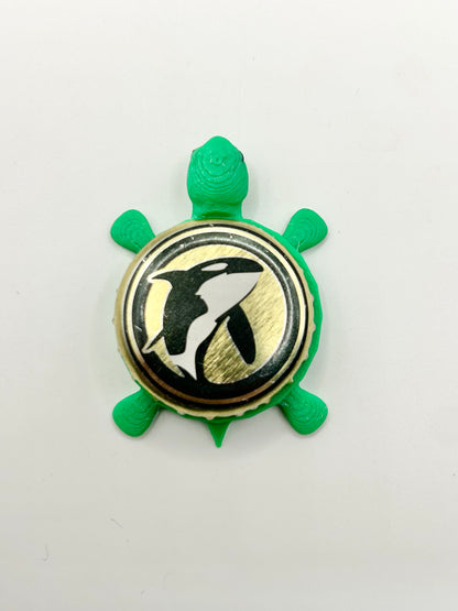 Hermann’s Dark Lager - Bottle Cap Magnet Turtle Shell Shocked Art
