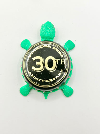 Boulder Beer 30th Anniversary - Bottle Cap Magnet Turtle Shell Shocked Art