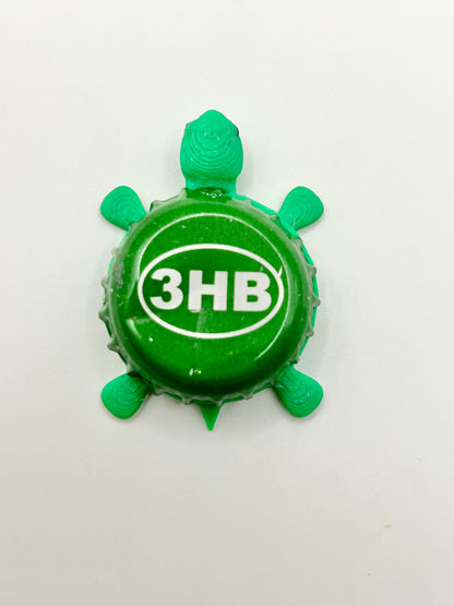 Three Heads Brewing - Bottle Cap Magnet Turtle Shell Shocked Art