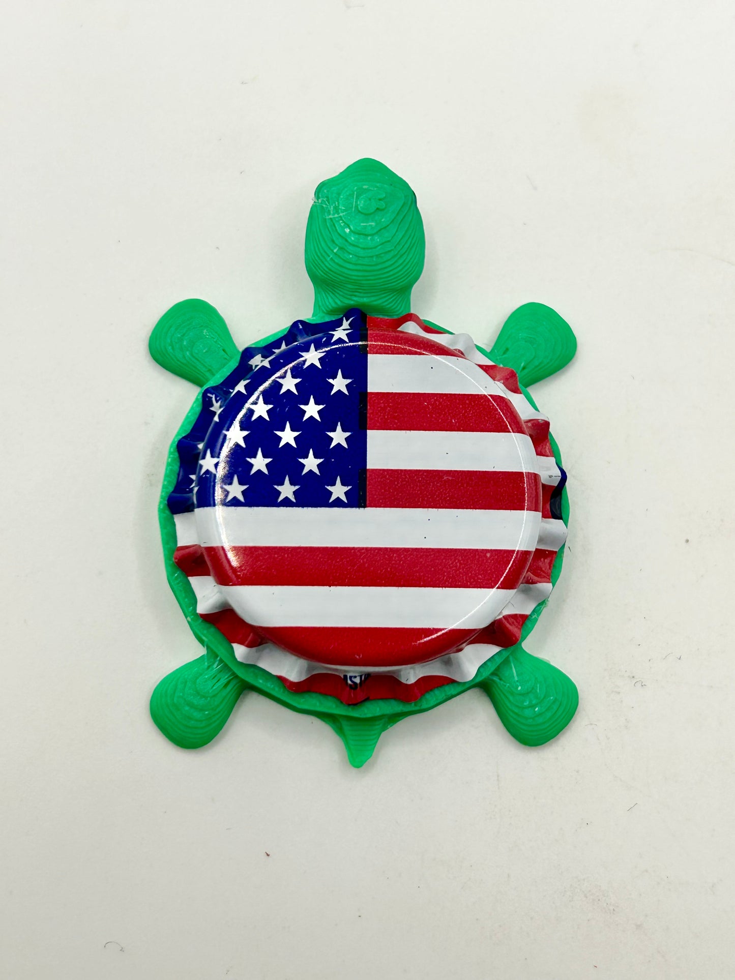American Flag (USA, Patriotic) - Turtle Bottle Cap Magnet Shell Shocked Art