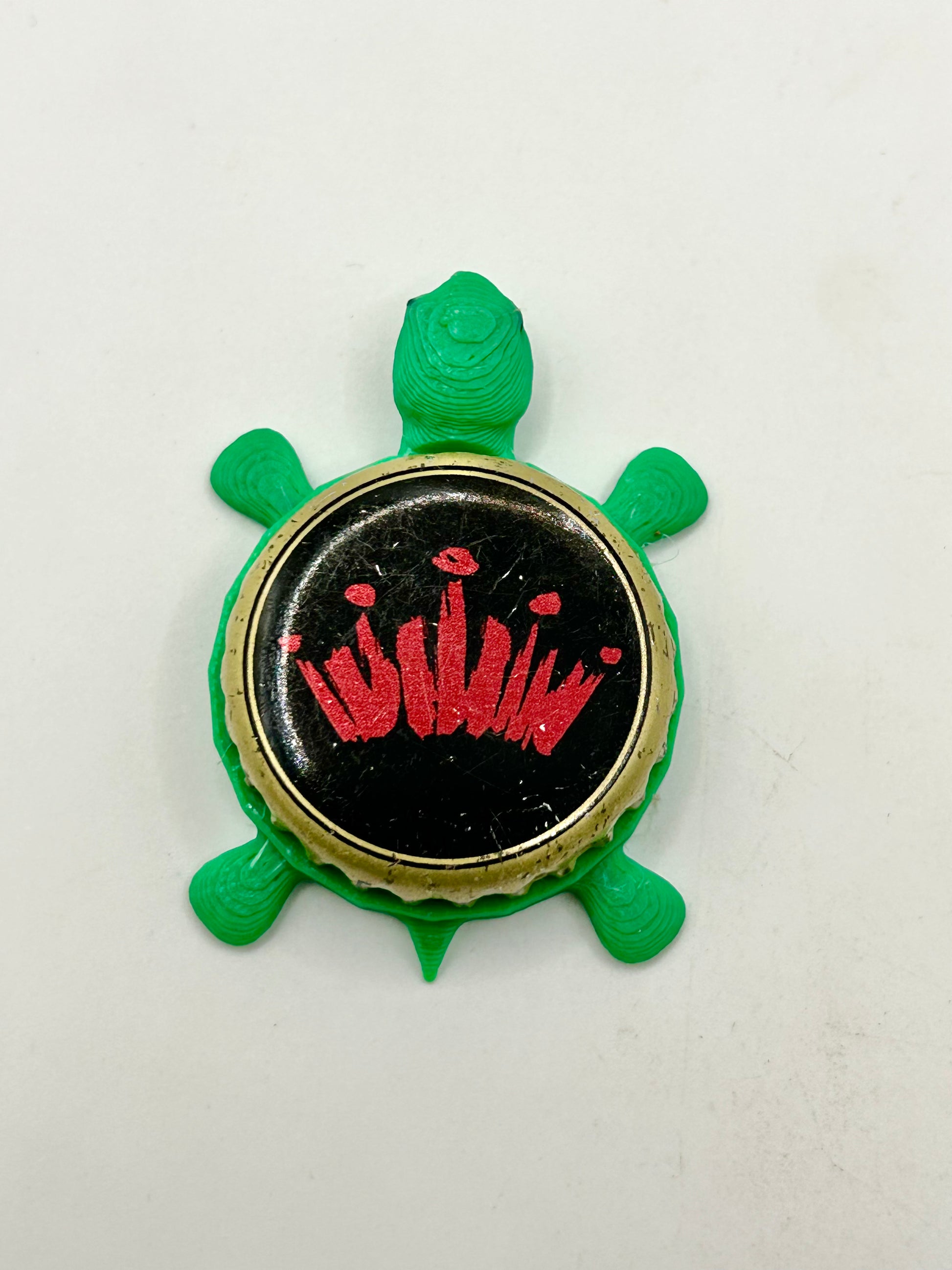 Budweiser Crown (Gold Trim) - Bottle Cap Magnet Turtle Shell Shocked Art