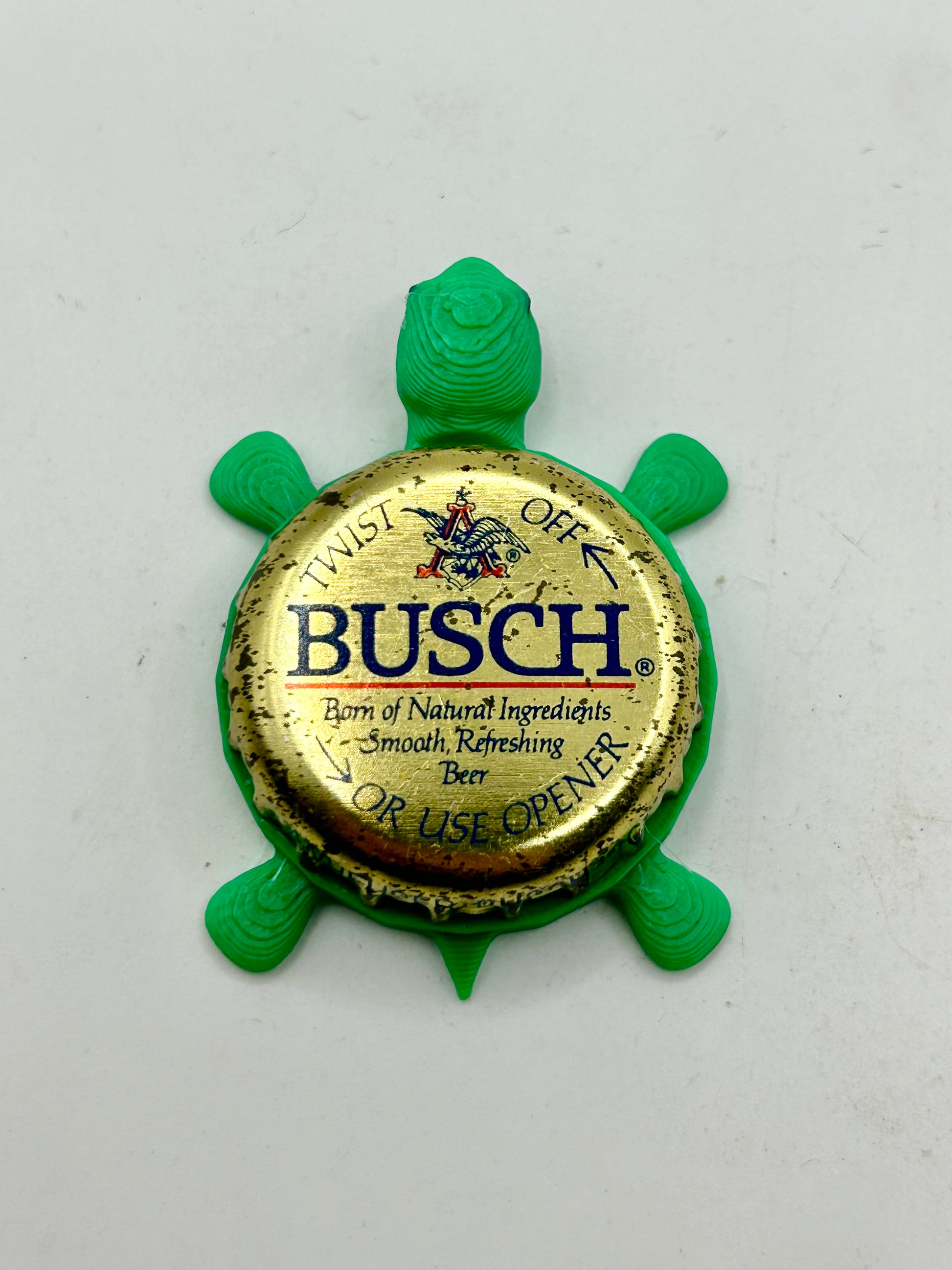 Busch (Gold, Vintage) - Bottle Cap Magnet Turtle Shell Shocked Art