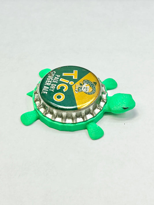 Tico Ginger Ale Soda (Vintage) - Bottle Cap Magnet Turtle